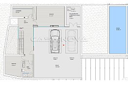 Plan of basement with garage and fitness room